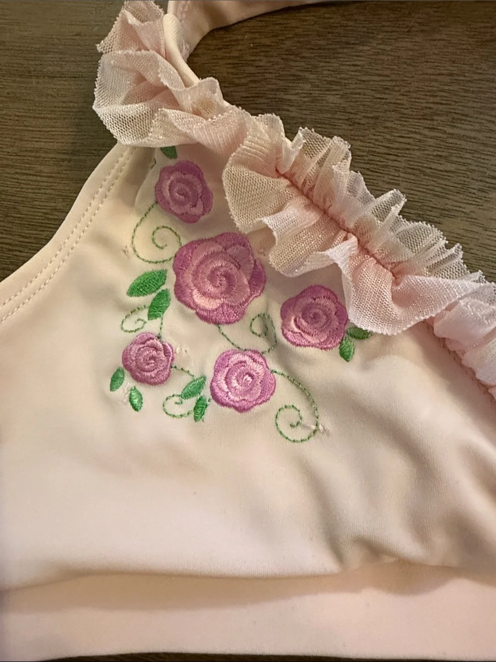 Disney Light Pink Floral Girls Bikini Top Only Size 10